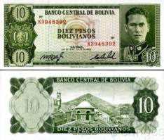 10 Pesos Bolivianos Bolívia 1962, P154 UNC - Kliknutím na obrázok zatvorte -